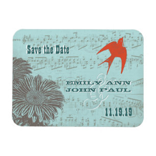 Love Bird Grönt Blue Forest Bröllop spara datum Magnet