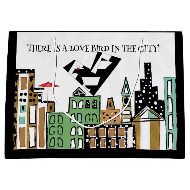LOVE BIRD IN CITY LARGE GIFT BAG (Framsidan)