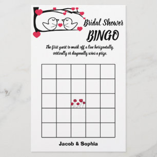 Love Bird Möhippa Bingo Game Card Flygblad