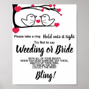 Love Bird Sätt en Ring på Möhippa Game Sign Poster