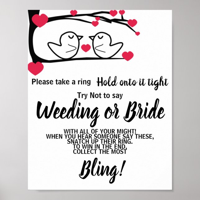 Love Bird Sätt en Ring på Möhippa Game Sign Poster (Framsidan)