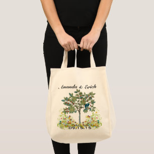 Love Bird Swirl Träd Bröllop Date Honeymoon Tote Tygkasse