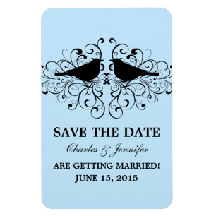 Love Bird Swirls Spara datum magneter, Blue Magnet