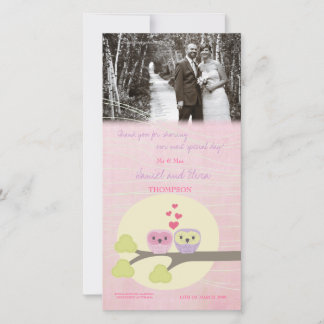 Love Bird Uggla Tack Bröllop Photo Card Kort