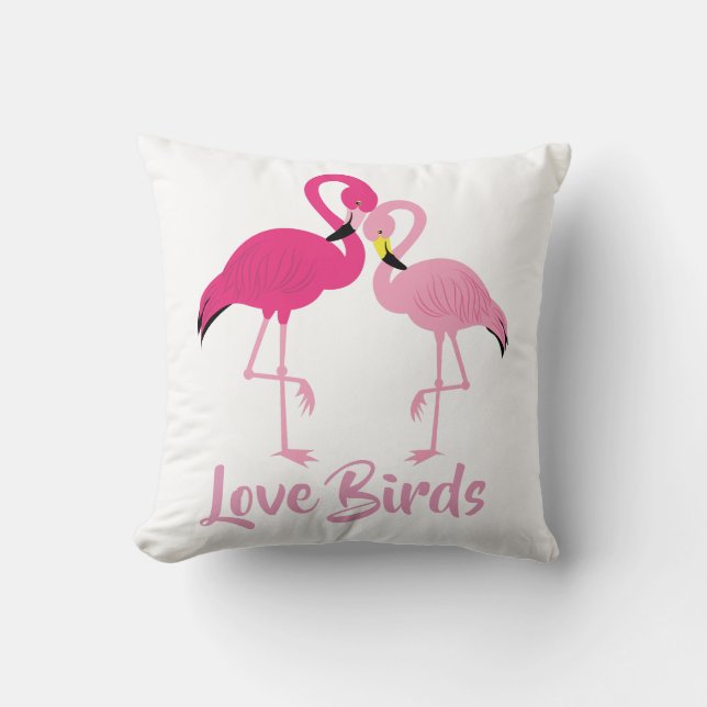 Love Bird Valentines day Pillow med Flamingos. Kudde (Framsida)