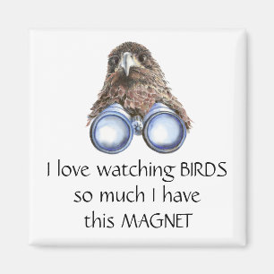 Love Bird Watching Hawk Binoculars Roligt Quote Ma Magnet