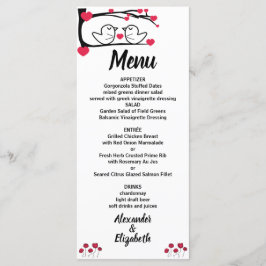 Love Bird Wedding Reception Menu Meny