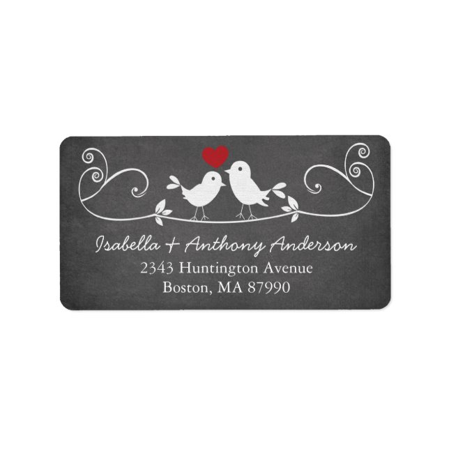 Love birds-adressetikett för Modern Chalkboard-åte Adressetikett (Framsidan)