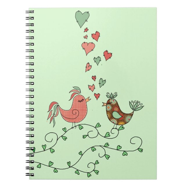 Love birds anteckningsbok med spiral (Framsidan)