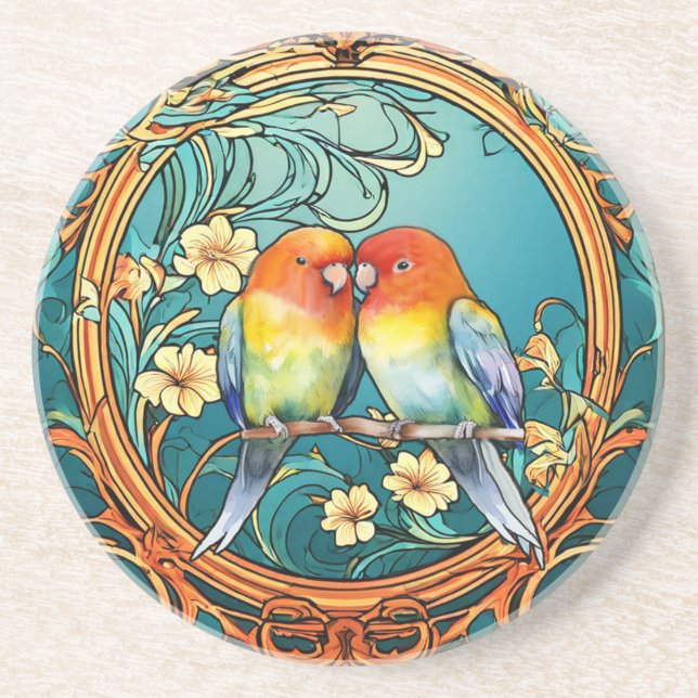 Love birds Art Deco Nouveau Underlägg (Framsidan)
