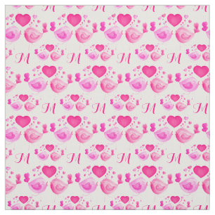 Love birds art monogram rosa repetera mönster tyg