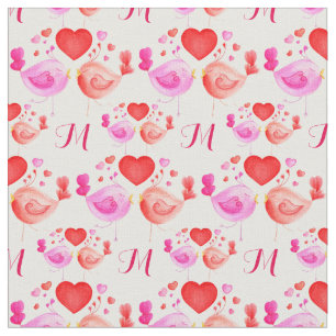 Love birds art monogram textilreproduktion mönster tyg
