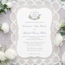 Love birds B-inbjudan till monogrambröllop