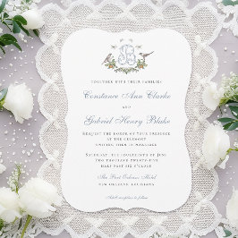 Love birds B-inbjudan till monogrambröllop Inbjudningar