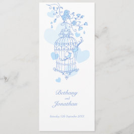Love birds blå vår bröllop program