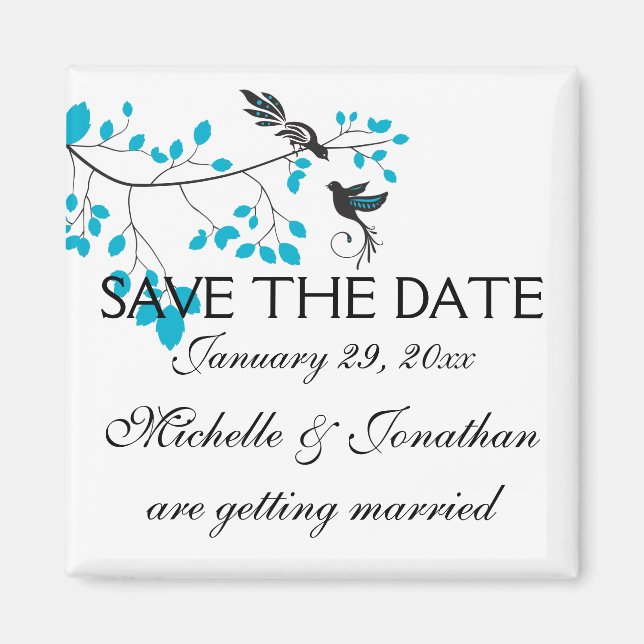 Love birds Blue Magnet (Framsidan)