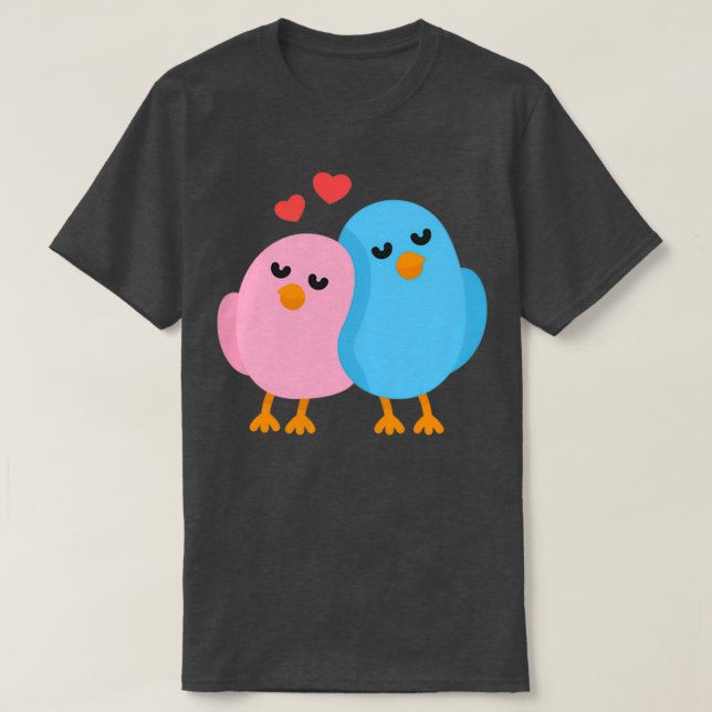 Love birds Blue och Rosa T Shirt (Design framsida)