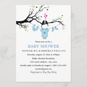 Love birds Boy Baby Shower-inbjudan Inbjudningar