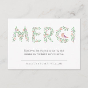 Love birds & brev Merci Tack Kort