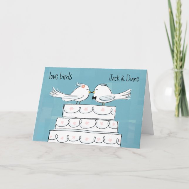 Love birds Bröllop Bride and Groom Grattis Kort (Framsida)