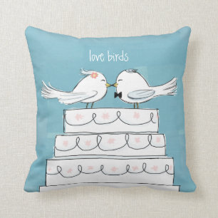 Love birds Bröllop Cake Bride & Groom Kiss Kudde