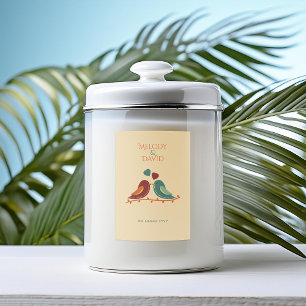 Love birds Bröllop Candle-etikett Mat Etikett