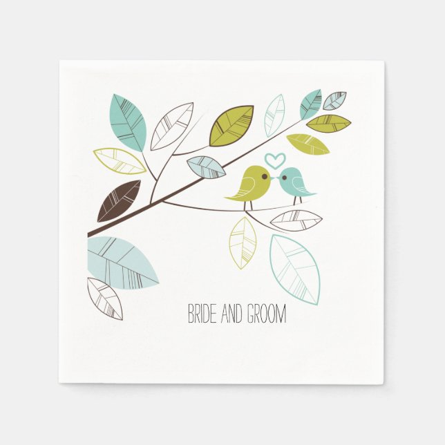 Love birds Bröllop Pappersservett (Framsidan)