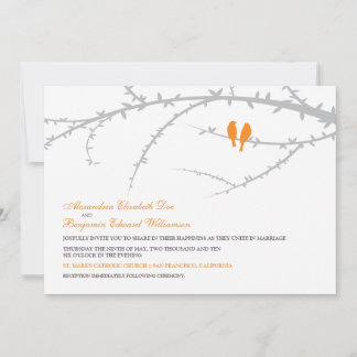 Love birds bröllopsinbjudan (orange) inbjudningar