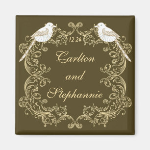 Love birds Brown/Creme Bröllop Magnet