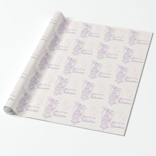 Love birds burens lila rosa med namnet valentinra presentpapper
