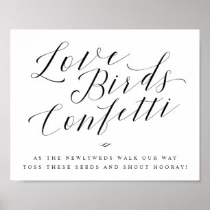 Love birds Confetti Seeds Calligraphy Bröllop Poster