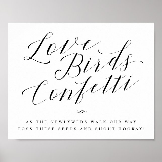 Love birds Confetti Seeds Calligraphy Bröllop Poster (Framsidan)