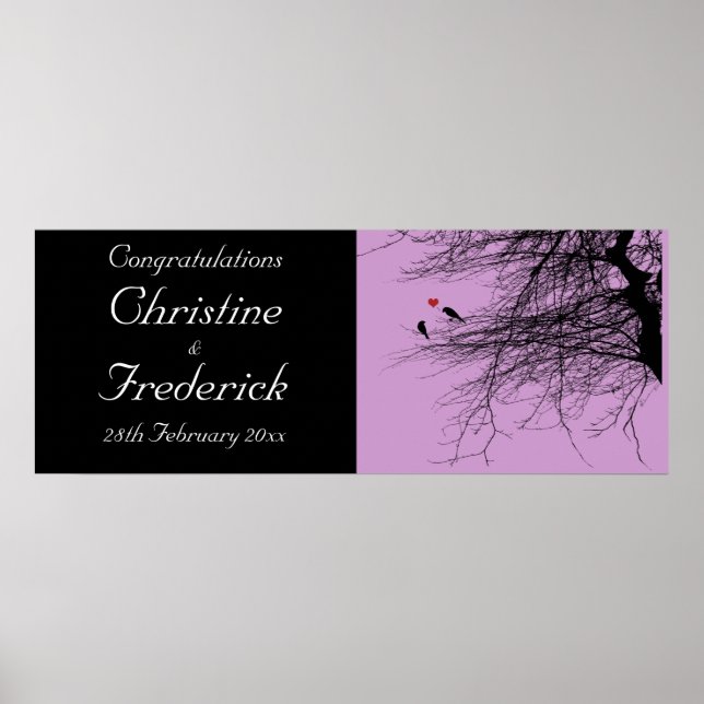 Love birds, dekorativ bröllop-banderoll poster (Framsidan)