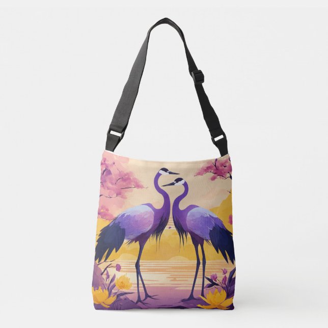 Love birds Delight: Tote Bag med Romantic Design Axelväska (Framsida)