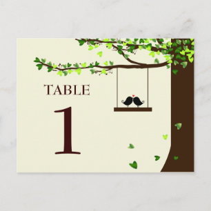 Love birds Falling Hearts Oak Träd Bordsnummer