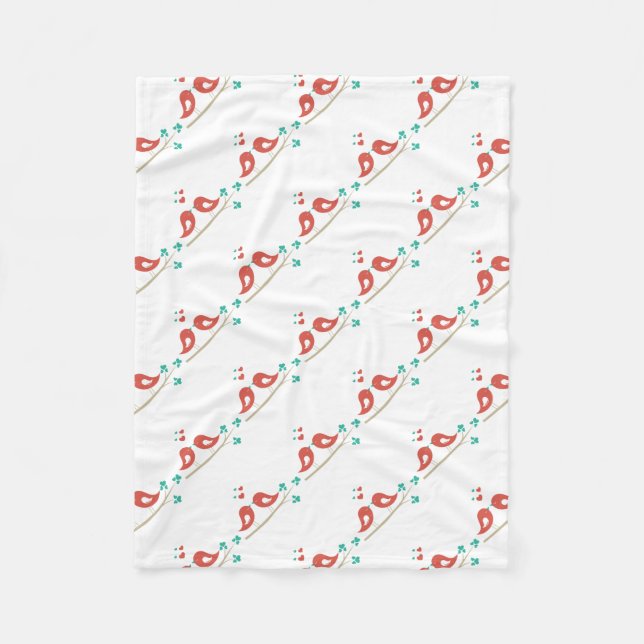 Love birds Folk Art Fleecefilt (Framsidan)