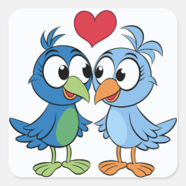 Love birds fyrkantigt klistermärke