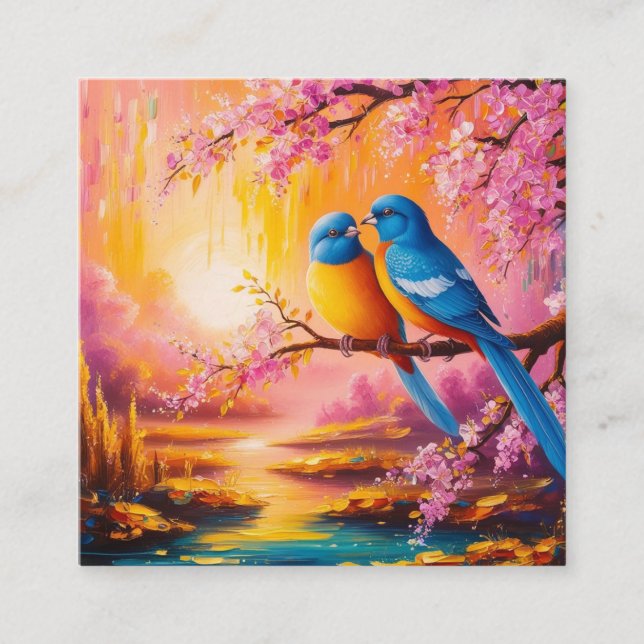 Love birds fyrkantigt visitkort (Framsida)