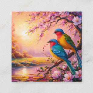 Love birds fyrkantigt visitkort