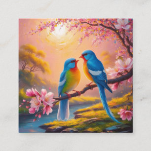 Love birds fyrkantigt visitkort