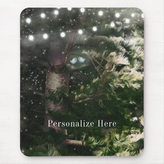 Love birds + Gräs Träd Nattridrottens  Personlig Musmatta (Framsidan)