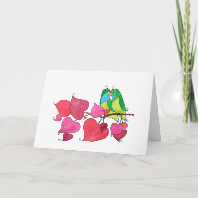 Love birds, "Grattisar" Kort (Framsida)