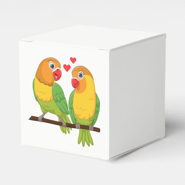 Love birds Gult Grönt Lovebird Wedding Favors Presentaskar (Framsidan Sidan)