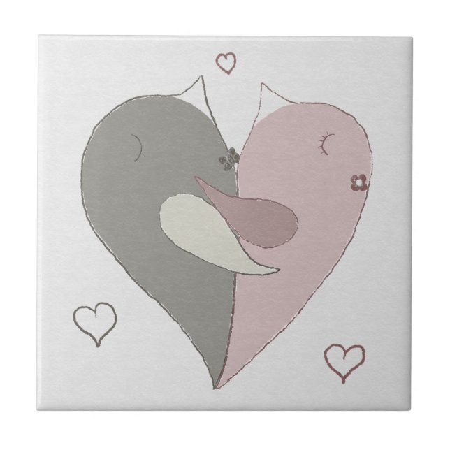 Love birds Heart Kakelplatta (Framsidan)
