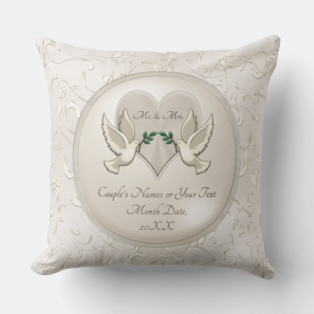 Love birds Heart-Personligen Mr och Mrs Pillows Kudde (Framsida)