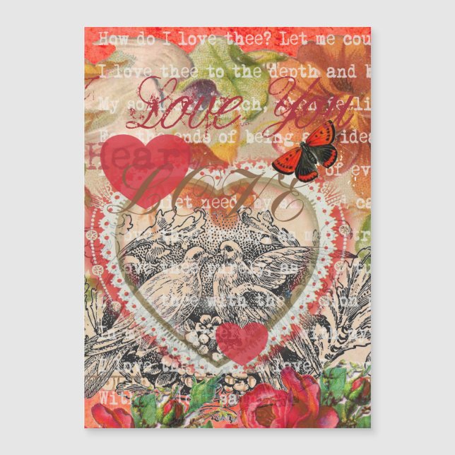 Love birds Heart Red Art Collage (Framsida)