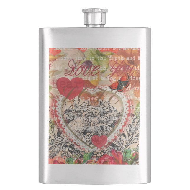 Love birds Heart Red Art Collage Fickplunta (Framsidan)