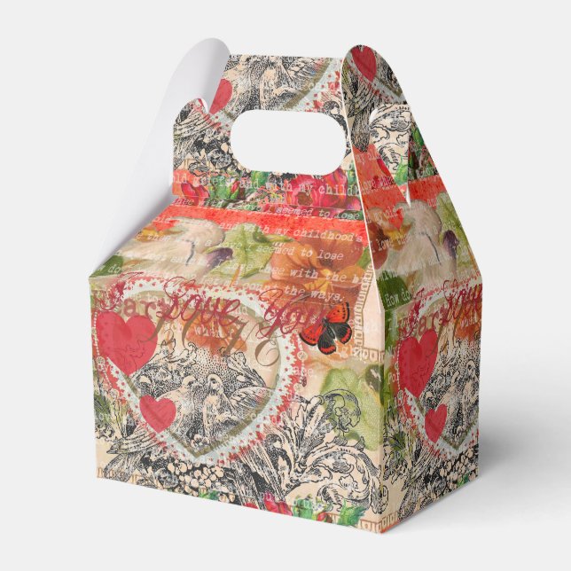 Love birds Heart Red Art Collage Presentaskar (Framsidan Sidan)