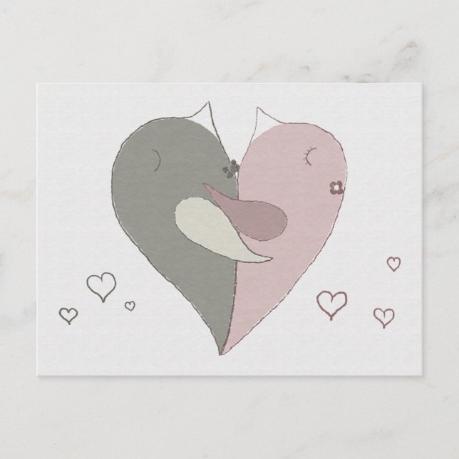 Love birds Heart Vykort (Framsida)