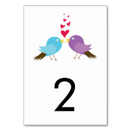 Love birds & Hearts Bröllop Bordsnummer